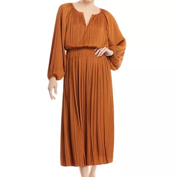 Tahari Dresses & Skirts - New T Tahari Airflow Maxi Dress With Smocked Waist Elegant Pleated Terracotta